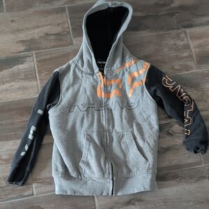 Fox Kids Gray & Black Zip Hoodie with Orange Accents